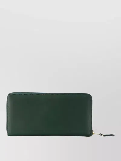 Comme Des Garçons Leather Wallet With Zip-around And Card Slots In Green