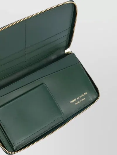 Comme Des Garçons Leather Wallet With Zip-around And Card Slots In Green