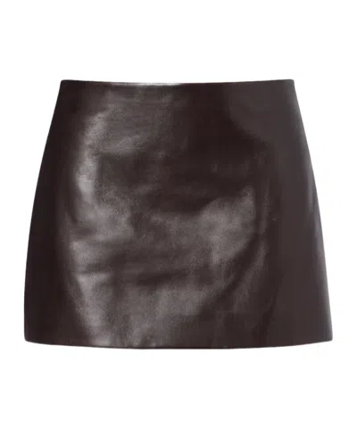 Khaite Jett Leather Miniskirt In Brown