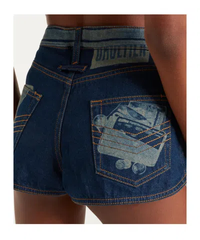 Jean Paul Gaultier Trompe-l'œil Denim Shorts In Blue
