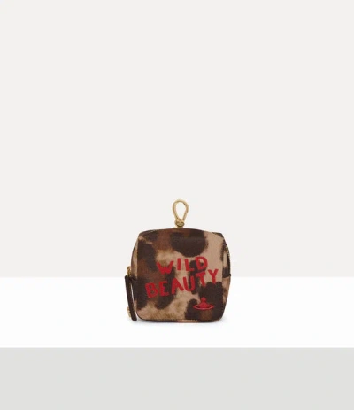 Vivienne Westwood Mini Cube Pouch Printed Pu Leopard-wild-beauty One Size Women In Brown