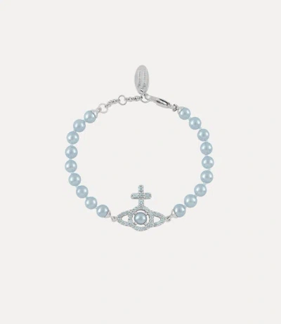 Vivienne Westwood Olympia Pearl Bracelet Platinum-light-blue-pearl-blue-cz Platinum-light-blue-pearl-blue-cz Women In Blue