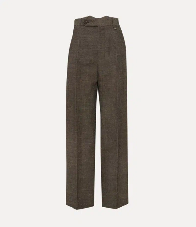 Vivienne Westwood Lauren Trousers Hemp-wool Drill Black-beige 44 Women In Brown