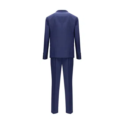 Brunello Cucinelli Blue Fleece Wool Two-piece Suit In Blue