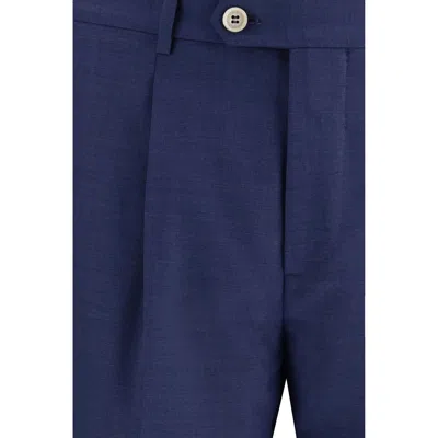 Brunello Cucinelli Blue Fleece Wool Two-piece Suit In Blue