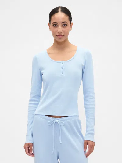 Gap Factory Waffle-knit Henley Pj Top In Blue