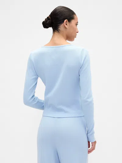 Gap Factory Waffle-knit Henley Pj Top In Blue