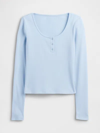 Gap Factory Waffle-knit Henley Pj Top In Blue