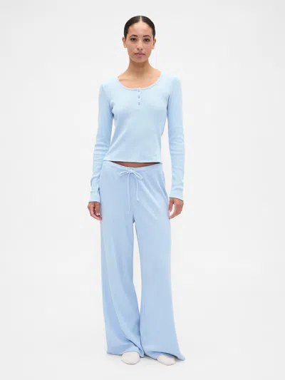 Gap Factory Waffle-knit Wide-leg Pj Pants In Blue