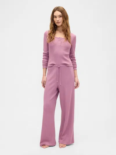 Gap Factory Waffle-knit Wide-leg Pj Pants In Pink