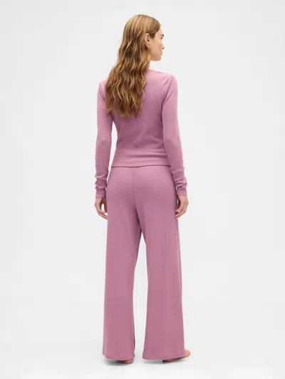Gap Factory Waffle-knit Wide-leg Pj Pants In Pink