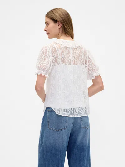 Gap Factory Lace Puff Sleeve Top In White