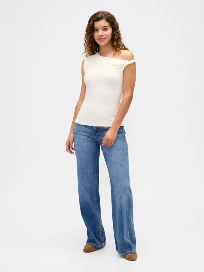 Gap Factory Stretch Jersey One-shoulder Top In White