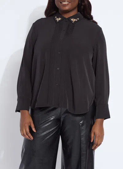Lyssé Lizeth Embellished Tuxedo Shirt Curvy In Black