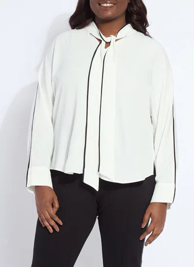 Lyssé Daphne Dolman Sleeve Bow Blouse Curvy In White