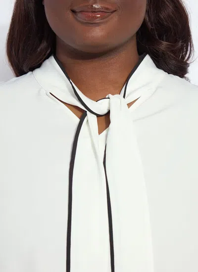 Lyssé Daphne Dolman Sleeve Bow Blouse Curvy In White