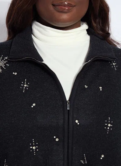 Lyssé Scottie Embellished Knit Jacket Curvy In Black