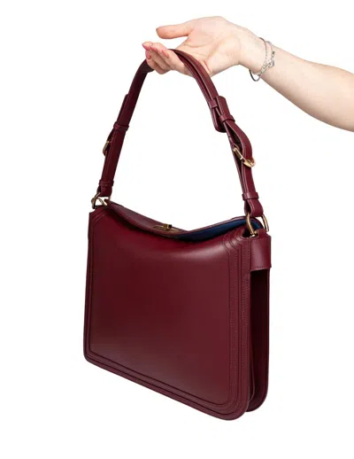 Lanvin Asymmetrical Compagnon Suede Bag In Burgundy