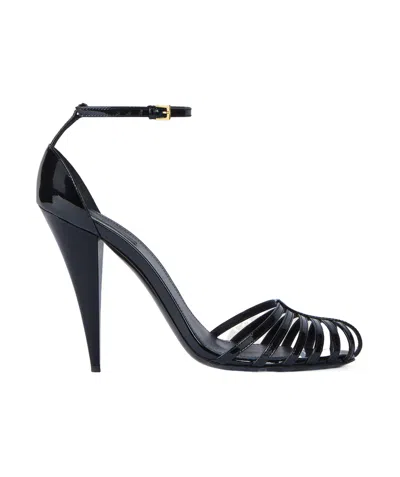 Givenchy Cage Heeled Sandals In Patent Leather In Black