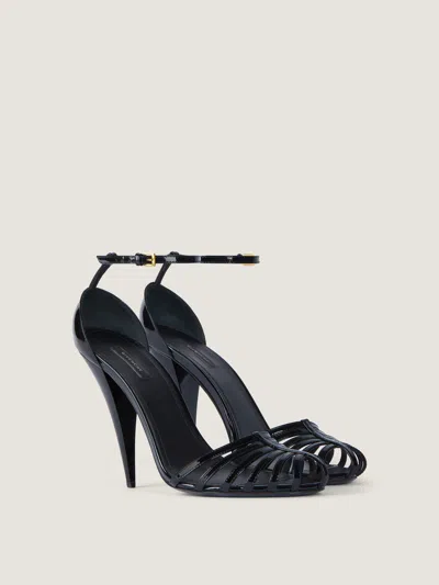 Givenchy Cage Heeled Sandals In Patent Leather In Black