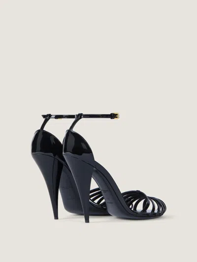 Givenchy Cage Heeled Sandals In Patent Leather In Black