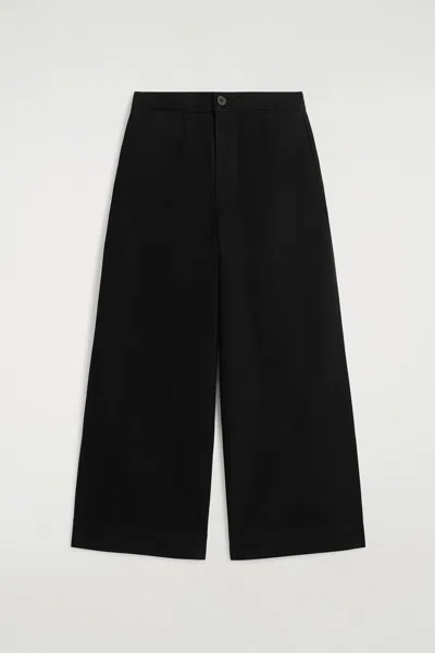 Cos Cropped Wide-leg Denim Trousers In Black