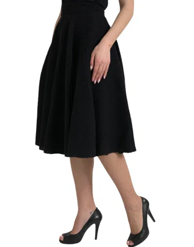 Dolce & Gabbana Black High Waist A-line Knee Length Skirt In Black