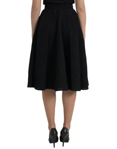 Dolce & Gabbana Black High Waist A-line Knee Length Skirt In Black