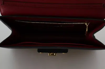 Pre-owned Dolce & Gabbana Black Leather Gold Metal Mini Women Purse Bag Lucia Women's Wallet ()