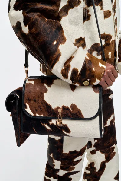 Gabriela Hearst Medium Leonora Flap Bag In Ivory Cognac Multi Pony Hair In Multi