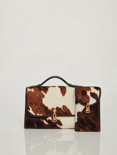 Gabriela Hearst Medium Leonora Flap Bag In Ivory Cognac Multi Pony Hair In Multi