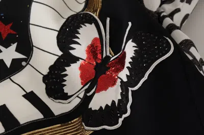 Dolce & Gabbana Black Love Clock Sequined Piano Skirt In Multi