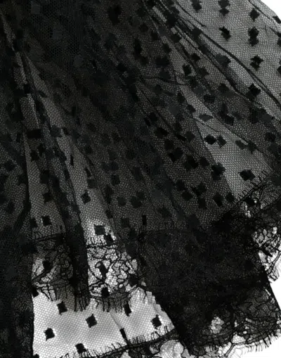 Dolce & Gabbana Black Nylon Lace Trim High Waist A-line Women's Skirt In Black