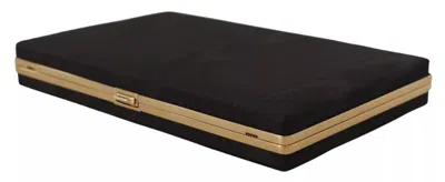 Pre-owned Dolce & Gabbana Black Silk Gold Frame Clutch Evening Party Purse Women's Bag ()