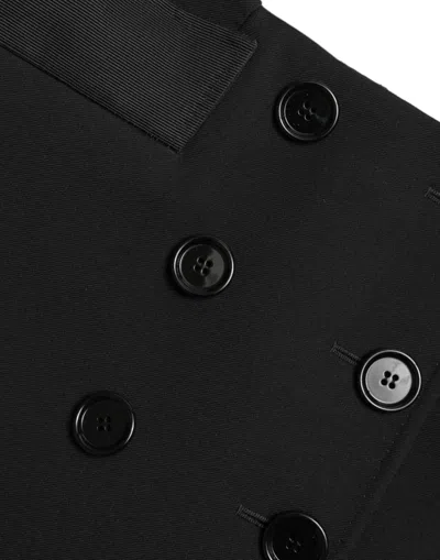 Dolce & Gabbana Black Wool Button High Waist Aline Mini Skirt In Black