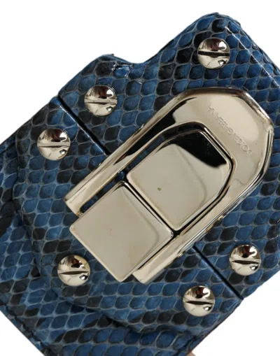 Pre-owned Dolce & Gabbana Blue Beige Exotic Leather Lucia Crossbody Purse Women's Bag () In Multi