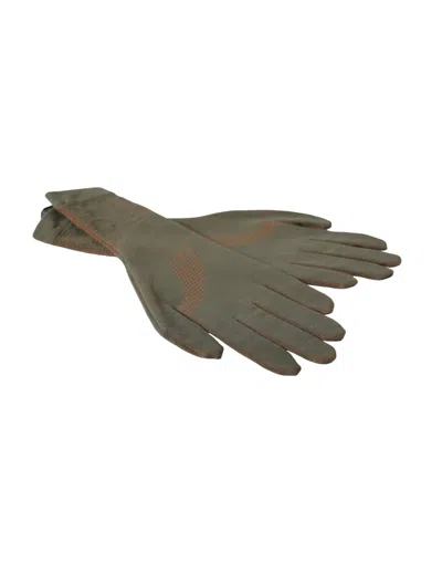 Dolce & Gabbana Brown Cotton Stretch Wrist Length Gloves In Green