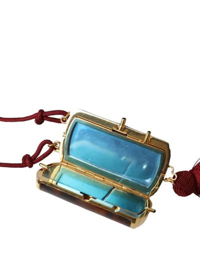 Dolce & Gabbana Brown Leopard Mini Mirror Tassel Make Up Holder Women's Bag In Brown