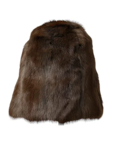 Dolce & Gabbana Brown Weasel Fur Womens Cashmere Hat Beanie In Brown