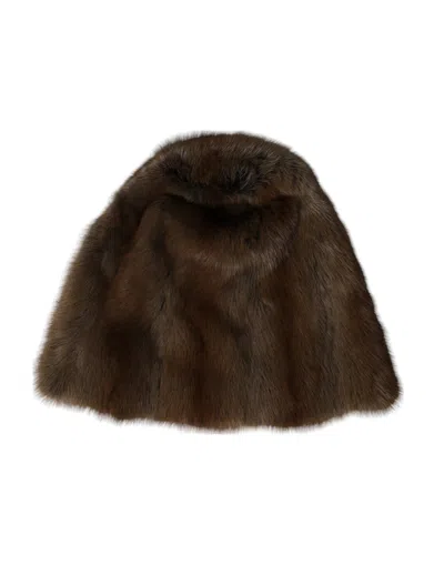 Dolce & Gabbana Brown Weasel Fur Womens Cashmere Hat Beanie In Brown