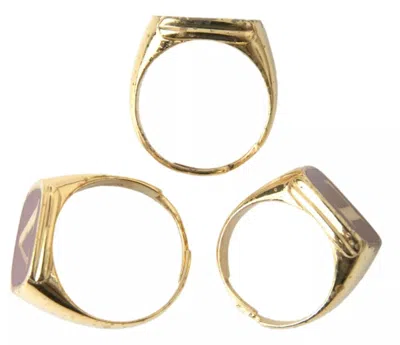 Pre-owned Dolce & Gabbana Gold Brass Love Enamel Set Of 3 Women's Ring ()