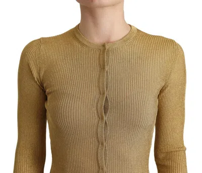 Dolce & Gabbana Gold Viscose Blend Buttons Cardigan Sweater In Brown