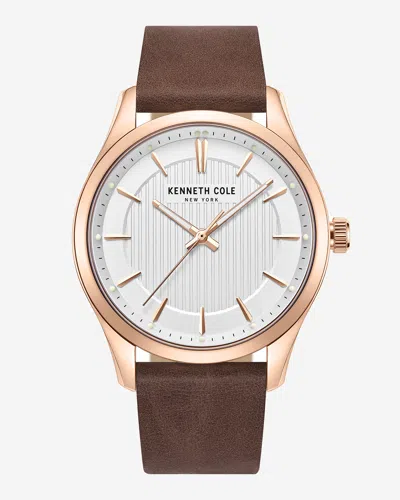 Kenneth Cole Classic Strap Watch In Brown