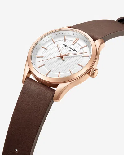 Kenneth Cole Classic Strap Watch In Brown
