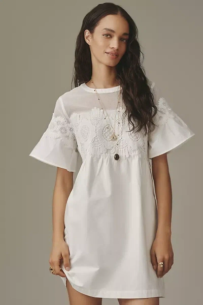 By Anthropologie Cotton Poplin Swing Mini Dress In Animal Print