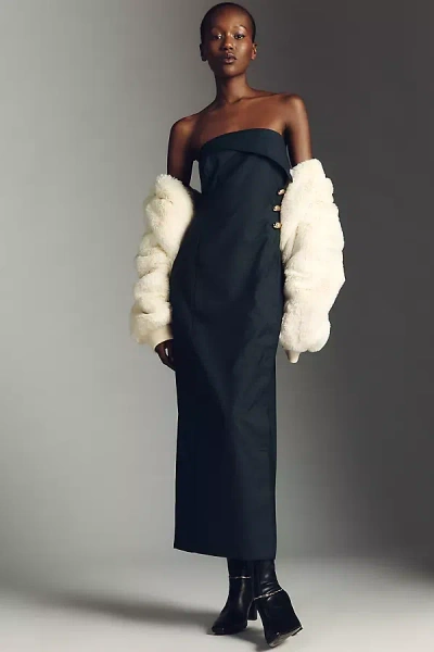 4th & Reckless Margot Strapless Midi Dress In Black