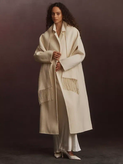 Rue Sophie Greta Wool Coat & Scarf In White