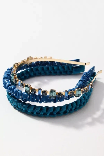 By Anthropologie Assorted Crystal Headbands, Set Of 3 In Blue