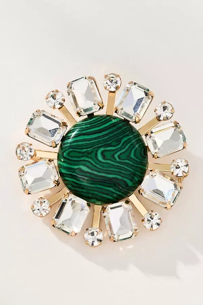 By Anthropologie Crystal Stone Brooch In Gold