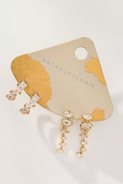 By Anthropologie Sparkling Crystal Earrings, Set Of 2 In Gold